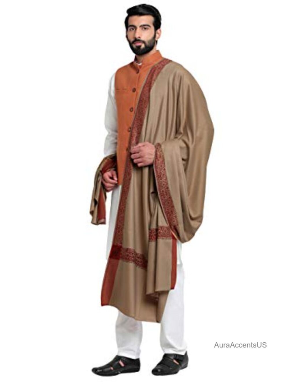 100% Wool Oversized Shawl Wrap Men Winter Meditation Lohi